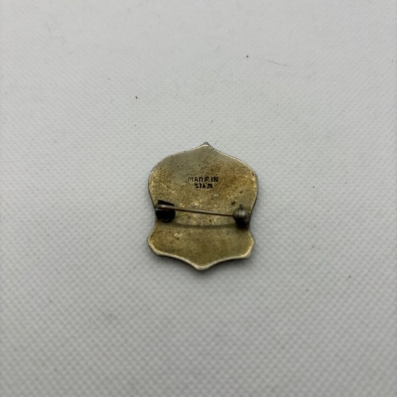 Siam Niello, Black Enamel Brooch, made in Siam, Mid Century, Vintage - Picture 5 of 6